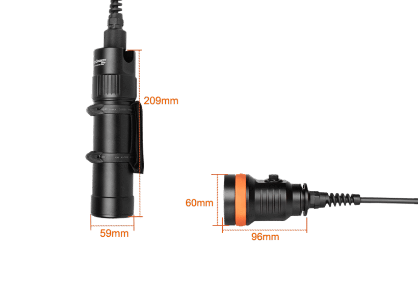 Orcatorch D630 – 4,000 Lumens Canister Dive Light with 150m Depth Rating