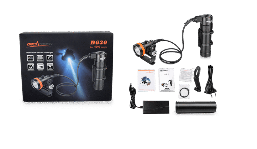 Orcatorch D630 – 4,000 Lumens Canister Dive Light with 150m Depth Rating