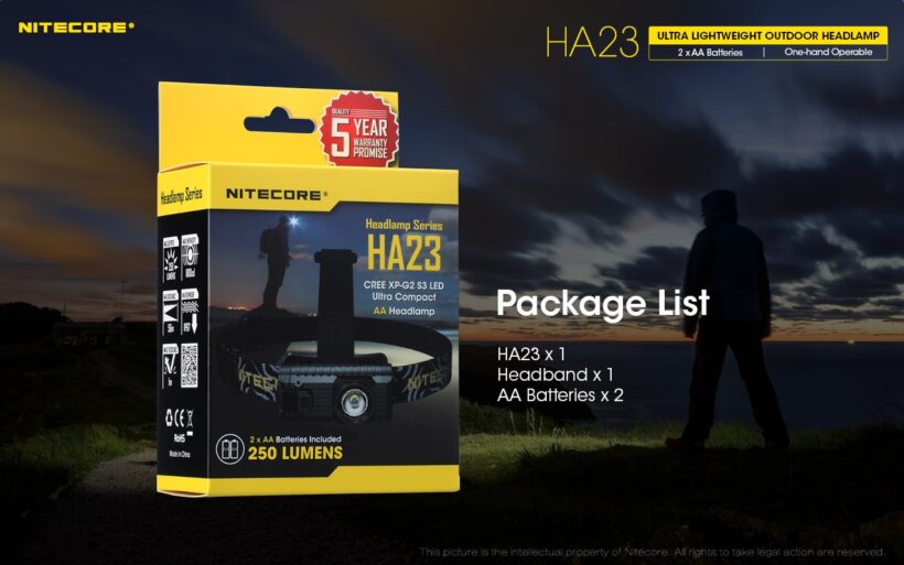 Nitecore HA23 – 250 Lumens Lightweight Headlamp for Outdoor Activities