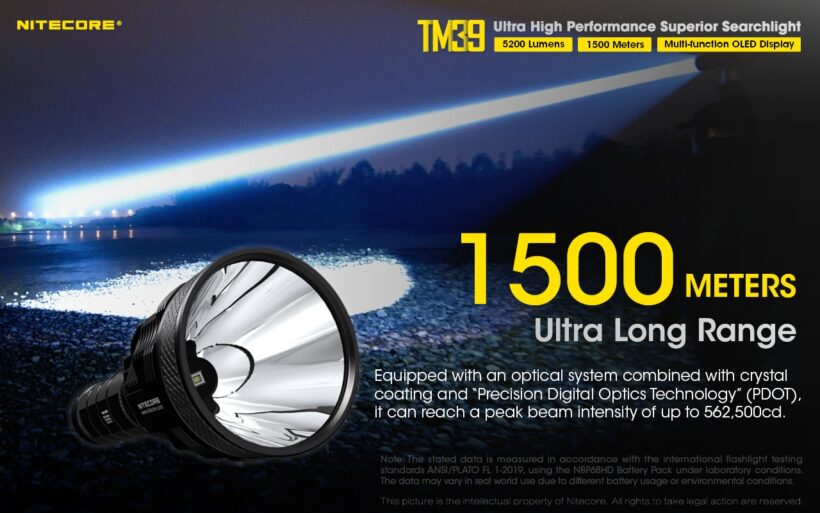 Nitecore TM39 – 5,200 Lumens Ultra-Long Range Rechargeable Flashlight