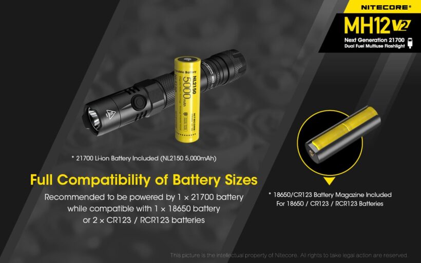 Nitecore MH12 V2 – 1200 Lumens Flashlight with 202-Meter Throw