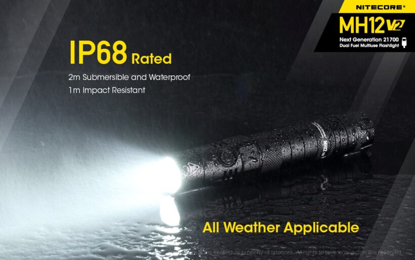 Nitecore MH12 V2 – 1200 Lumens Flashlight with 202-Meter Throw