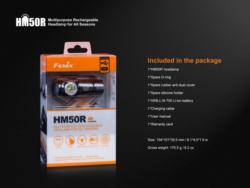 Fenix HM50R Rechargeable Headlamp – 500 Lumens, 80 Meter Beam Distance