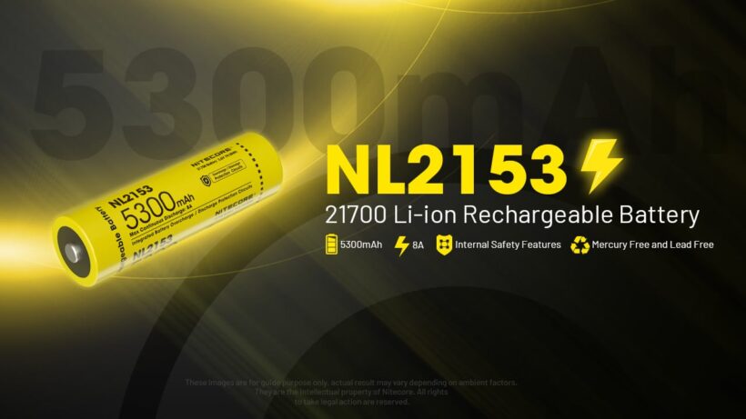 Nitecore NL2153 21700 Li-ion Battery - 5300mAh Capacity