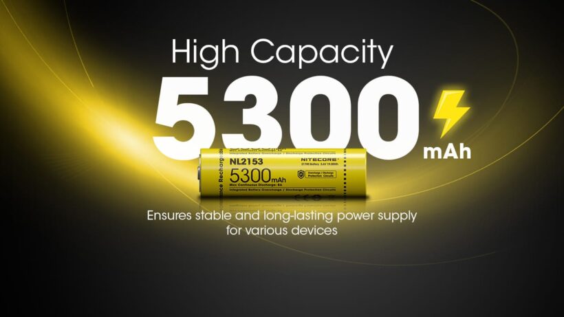 Nitecore NL2153 21700 Li-ion Battery – 5300mAh Capacity