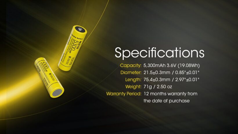 Nitecore NL2153 21700 Li-ion Battery – 5300mAh Capacity
