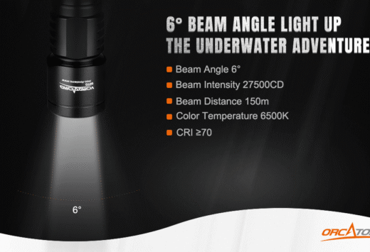 OrcaTorch D511 – 2200 Lumens Dive Torch with 150m Depth Rating