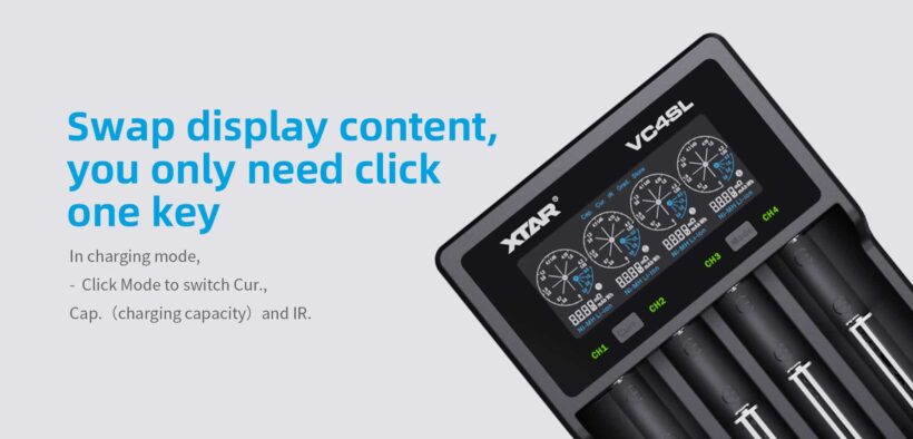 Xtar VC4SL Charger – USB Type-C, 3A Fast Charging, and Multiple Protections