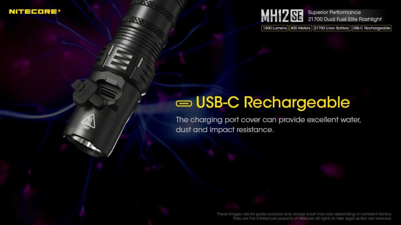Nitecore MH12SE – 1800 Lumens Tactical Flashlight with 405 Meter Beam Distance