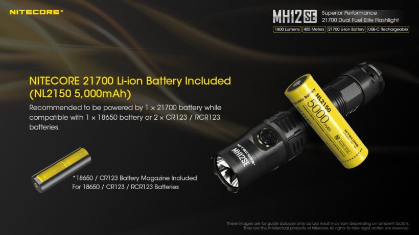 Nitecore MH12SE – 1800 Lumens Tactical Flashlight with 405 Meter Beam Distance
