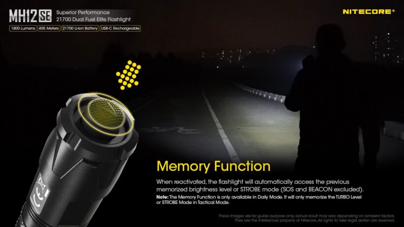 Nitecore MH12SE – 1800 Lumens Tactical Flashlight with 405 Meter Beam Distance