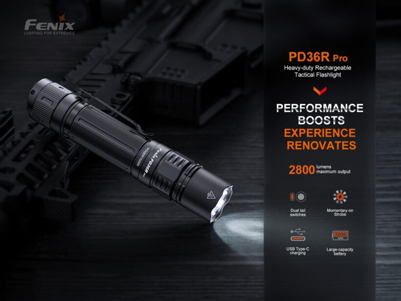 Fenix PD36R PRO Tactical Flashlight - 2800 Lumens, 380 Meter Throw