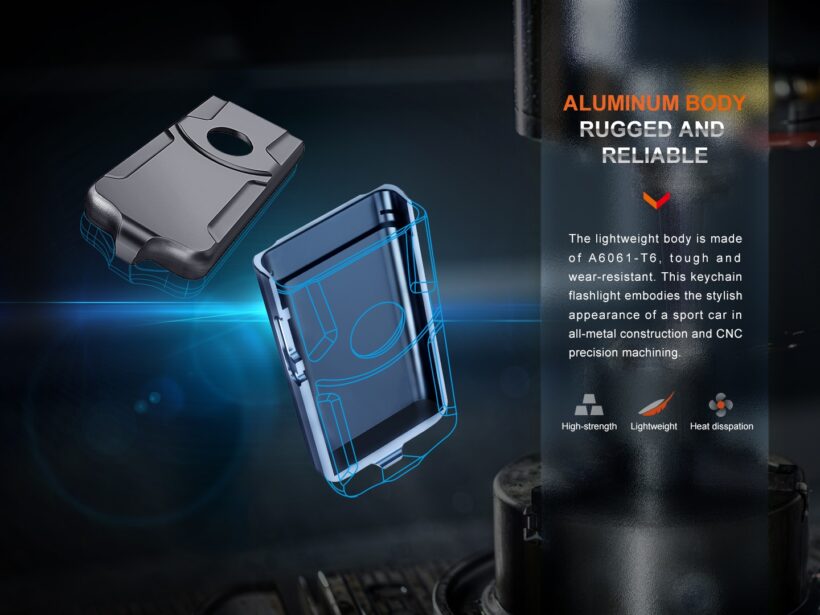 Fenix E03R V2.0 Keychain Flashlight – 500 Lumens, 90 Meter Beam Distance