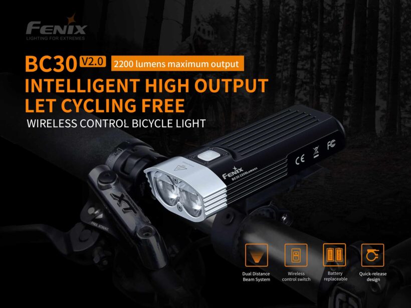 Fenix BC30 V2.0 Bike Light – 2200 Lumens, Ultimate Mountain Cycling Companion