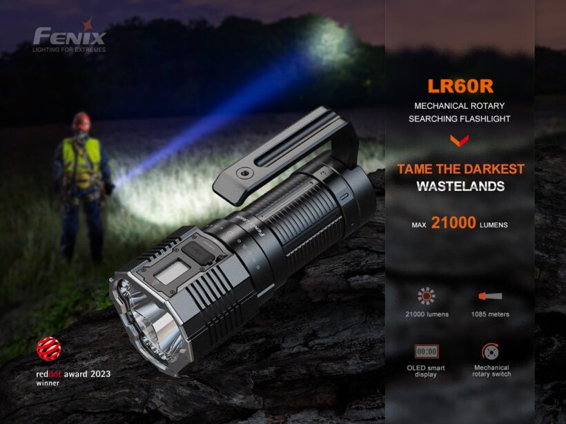 Fenix LR60R Search Flashlight - 21,000 Lumens, 1085 Meter Beam Distance