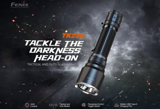 Fenix TK22R Tactical Flashlight - 3200 Lumens, 480 Meter Beam Distance
