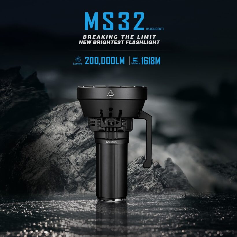 Imalent MS32 Flashlight – 200,000 Lumens, 1618 Meter Throw
