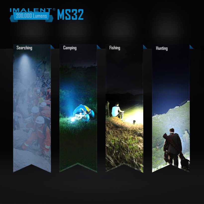 Imalent MS32 Flashlight – 200,000 Lumens, 1618 Meter Throw