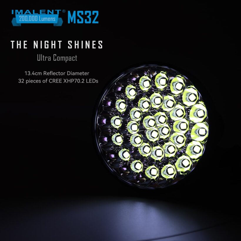 Imalent MS32 Flashlight – 200,000 Lumens, 1618 Meter Throw