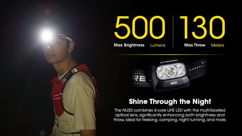 Nitecore NU30 Headlamp – 500 Lumens, 130 Meter Beam Distance