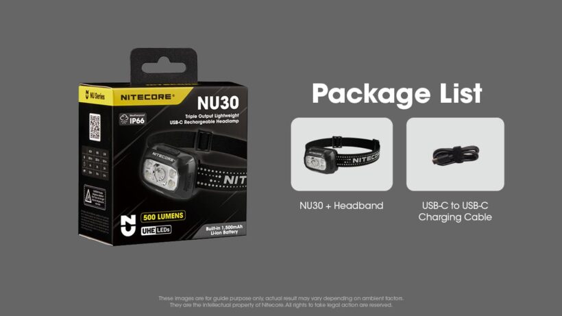 Nitecore NU30 Headlamp – 500 Lumens, 130 Meter Beam Distance