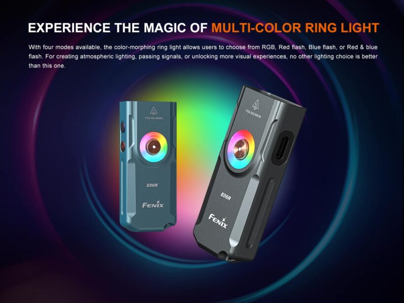 Fenix E06R 700 Lumens 110 Beam Distance Compact Keychain Flashlight with Multi-Function Lighting (Black)