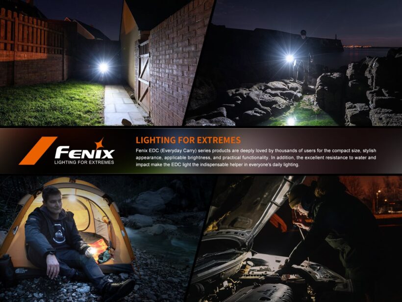 Fenix E06R 700 Lumens 110 Beam Distance Compact Keychain Flashlight with Multi-Function Lighting (Black)
