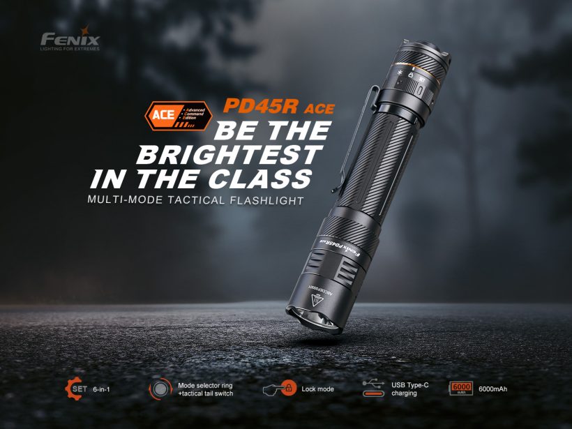Fenix PD45R ACE – 3200 Lumens Tactical Flashlight with 410 Meter Beam Distance