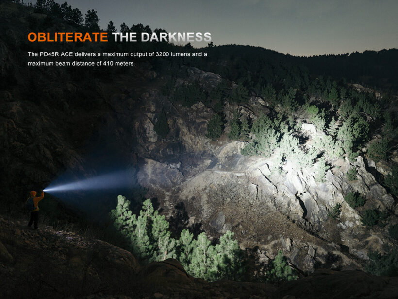 Fenix PD45R ACE – 3200 Lumens Tactical Flashlight with 410 Meter Beam Distance