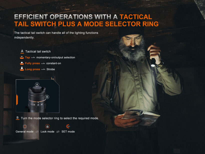 Fenix PD45R ACE – 3200 Lumens Tactical Flashlight with 410 Meter Beam Distance