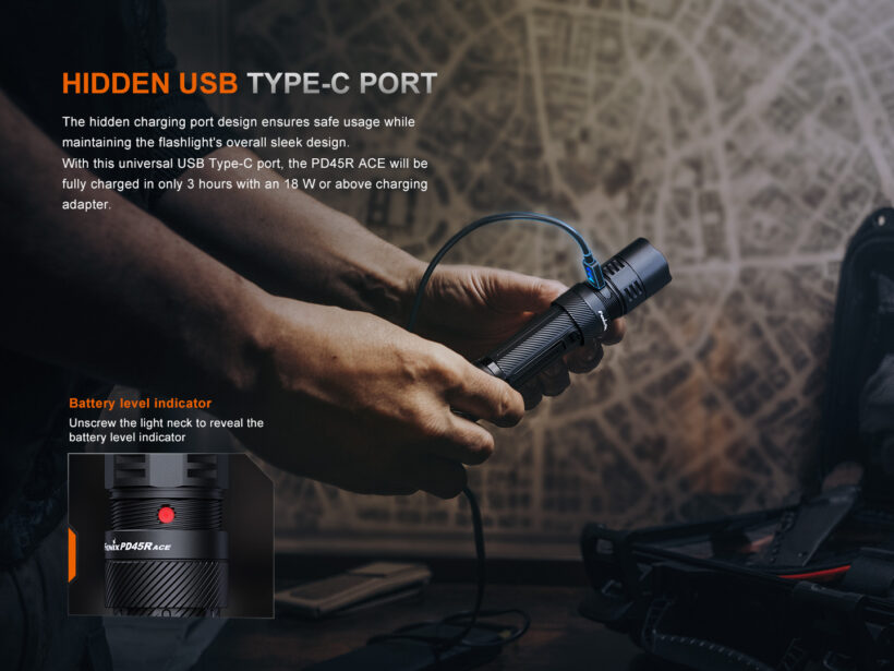 Fenix PD45R ACE – 3200 Lumens Tactical Flashlight with 410 Meter Beam Distance