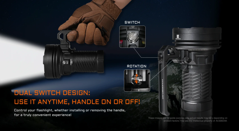 Acebeam X25 – 22,000 Lumens 1505 Meter Beam Distance Ultra-Long Range Flashlight