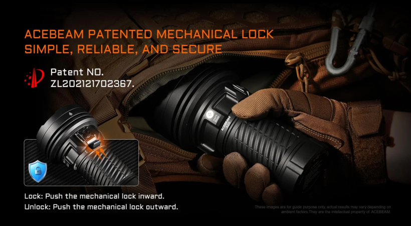 Acebeam X25 – 22,000 Lumens 1505 Meter Beam Distance Ultra-Long Range Flashlight