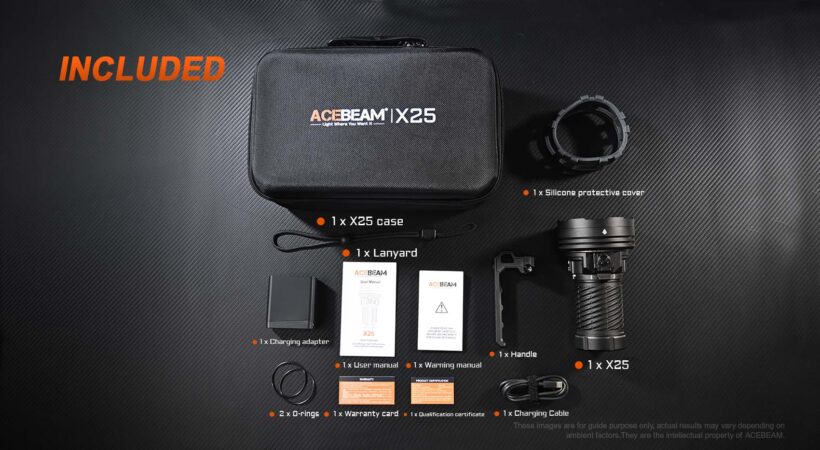 Acebeam X25 – 22,000 Lumens 1505 Meter Beam Distance Ultra-Long Range Flashlight