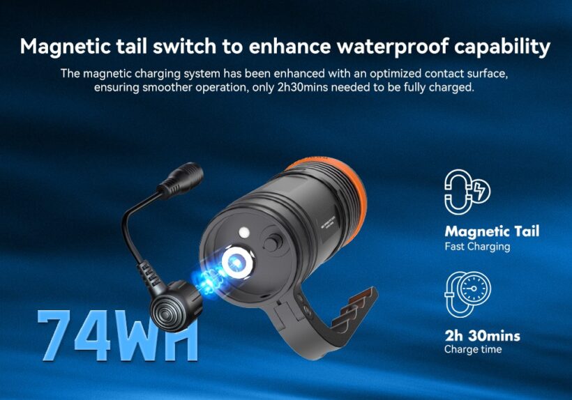 OrcaTorch D920 – 5000 Lumens Dive Light with 424-Meter Beam Distance and 150m Depth Rating