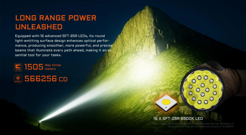 Acebeam X25 – 22,000 Lumens 1505 Meter Beam Distance Ultra-Long Range Flashlight