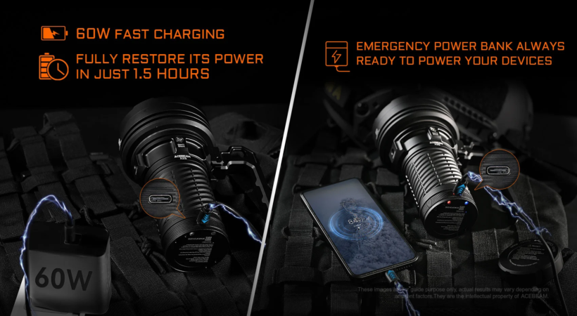 Acebeam X25 – 22,000 Lumens 1505 Meter Beam Distance Ultra-Long Range Flashlight