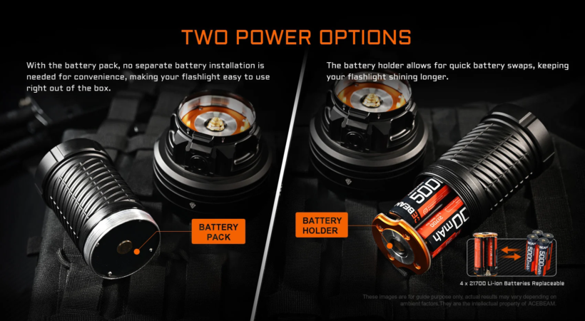 Acebeam X25 – 22,000 Lumens 1505 Meter Beam Distance Ultra-Long Range Flashlight