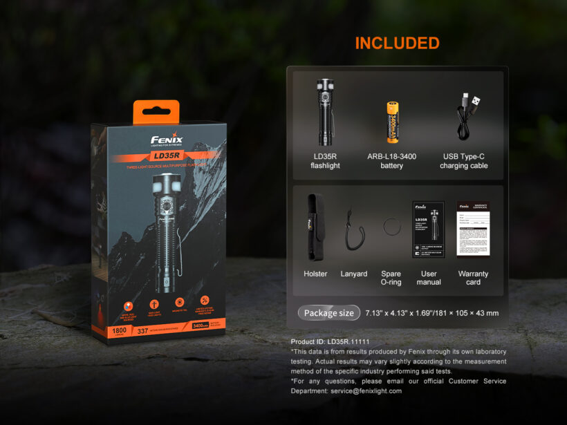 Fenix LD35R – 1800 Lumens 337 Meter Beam Distance with Triple Light Sources