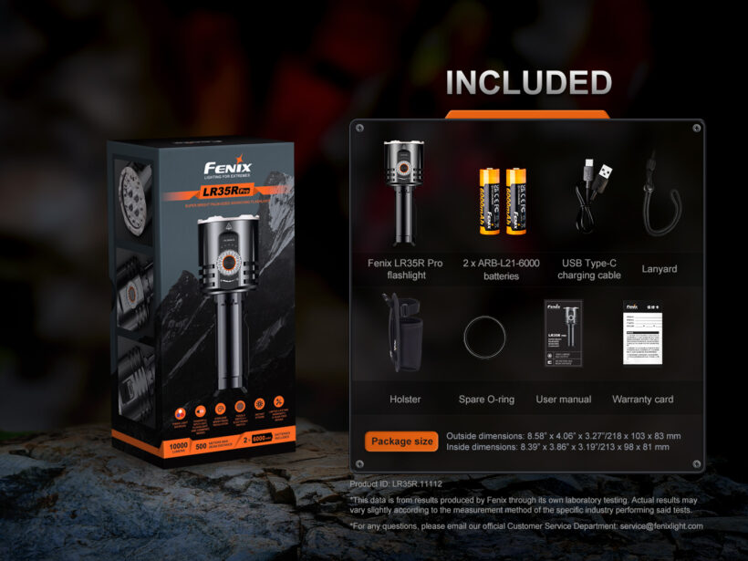 Fenix LR35R PRO – 10,000 Lumens 500 Meter Beam Distance Rechargeable Flashlight