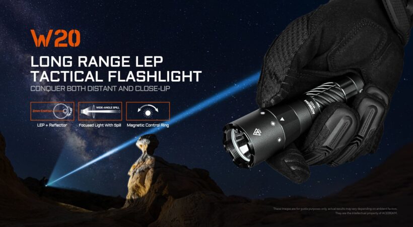 AceBeam W20 – LEP Tactical Flashlight | 600 Lumens | 1100m Beam | USB-C Rechargeable AceBeam W20 – LEP Tactical Flashlight | 600 Lumens | 1100m Beam | USB-C Rechargeable