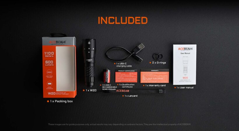 AceBeam W20 – LEP Tactical Flashlight | 600 Lumens | 1100m Beam | USB-C Rechargeable AceBeam W20 – LEP Tactical Flashlight | 600 Lumens | 1100m Beam | USB-C Rechargeable