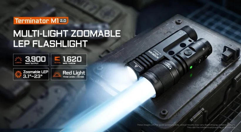 AceBeam Terminator M1 2.0 – Zoomable LEP + 3900 Lumen LED | 1620m Throw | Red Light | IP68 AceBeam Terminator M1 2.0 – Zoomable LEP + 3900 Lumen LED | 1620m Throw | Red Light | IP68