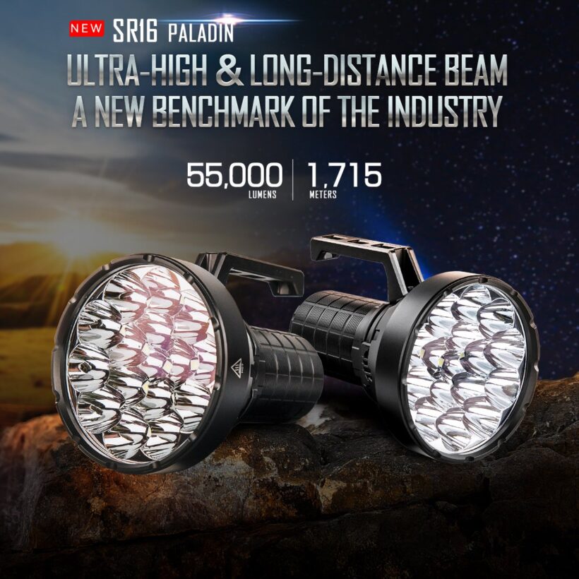 Imalent SR16 – 55,000 Lumen Searchlight | 1715m Throw | 16 × XHP50.3 HI LEDs