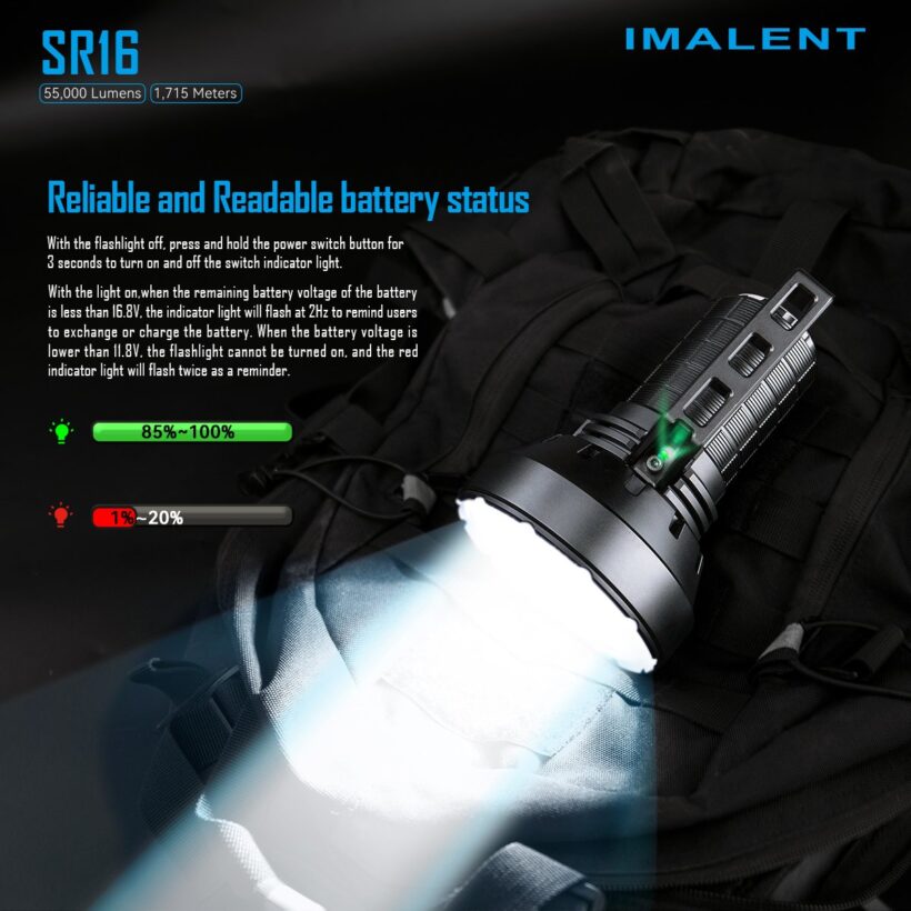 Imalent SR16 – 55,000 Lumen Searchlight | 1715m Throw | 16 × XHP50.3 HI LEDs