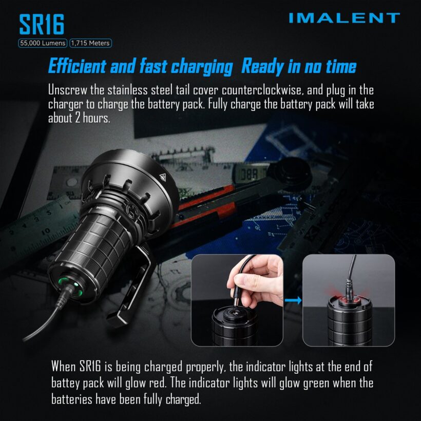 Imalent SR16 – 55,000 Lumen Searchlight | 1715m Throw | 16 × XHP50.3 HI LEDs