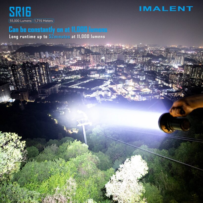 Imalent SR16 – 55,000 Lumen Searchlight | 1715m Throw | 16 × XHP50.3 HI LEDs