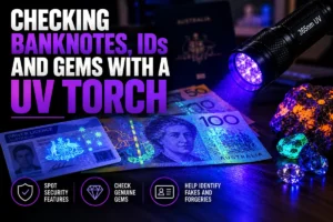 Checking Banknotes, IDs and Gems with a UV Torch
