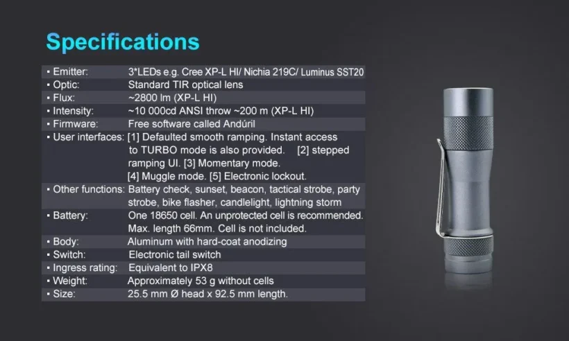 Lumintop FW3A – 2800 Lumen Triple XP-L HI EDC Torch | Anduril | 18650