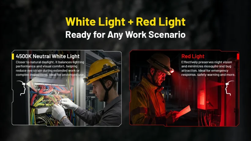 Nitecore NWH20 – 600 Lumen E-Focus Work Headlamp | Spot to Flood | Hard Hat Clips Nitecore NWH20 – 600 Lumen E-Focus Work Headlamp | Spot to Flood | Hard Hat Clips